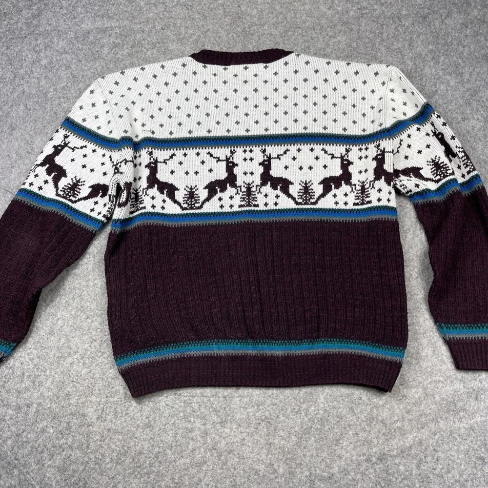 VTG Rob Winter Sweater Mens XL Reindeer Snowflakes Trees Grandpa‎ Cabin Core